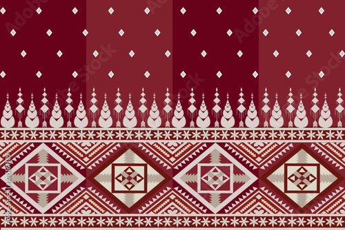 Elegant Burgundy Native American Border Pattern - Ethnic Vector Design