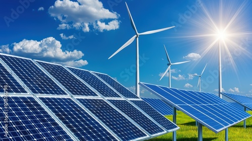 Renewable Energy Landscape with Wind and Solar Panels