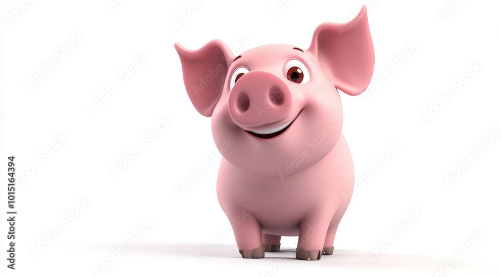 Cute 3d render pig cartoon style on white background stock photo Cute 3d render pig cartoon style on white background stock photo