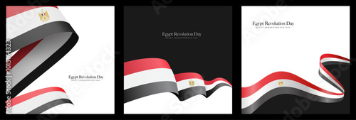 Egypt independence day social media template, national days 23 July, 6 October, 30 June, Sinai day,  25 Januray - Egypt flag