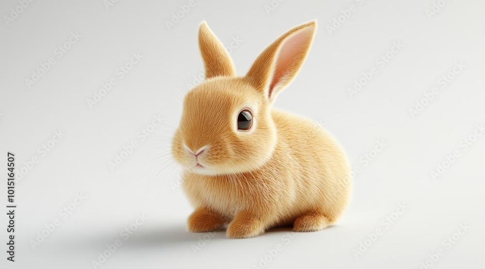 Obraz premium Cute 3d render rabbit cartoon style on white background stock photo 