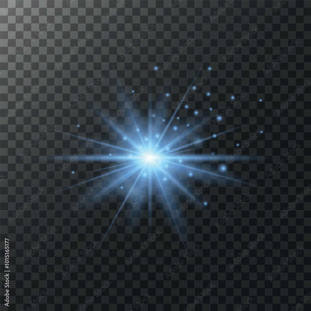 Shining blue star light effect Shining blue star light effect