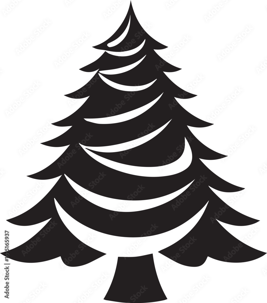 Obraz premium Christmas tree Silhouette Vector illustration