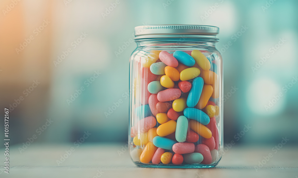 Jar Full of Colourful Candy Mix | Bright and Vibrant Sweets in a Variety of Shapes and Flavours Jar Full of Colourful Candy Mix | Bright and Vibrant Sweets in a Variety of Shapes and Flavours