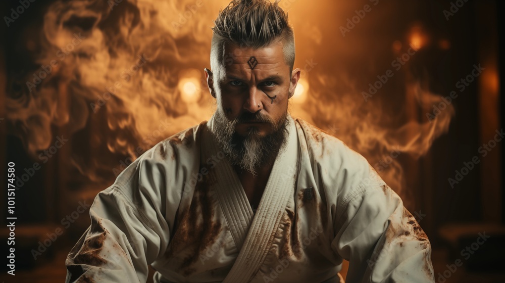 Obraz premium a karate master in a competition.