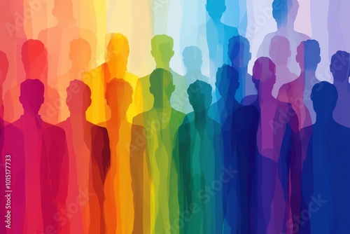 A vibrant, minimalistic pop art banner celebrating Pride Day with diverse silhouettes embodying the spirit of the LGBT community