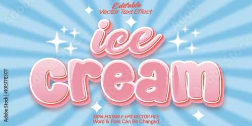 Ice Cream Vector Text Effect Editable Alphabet Summer Retro Dessert Frozen