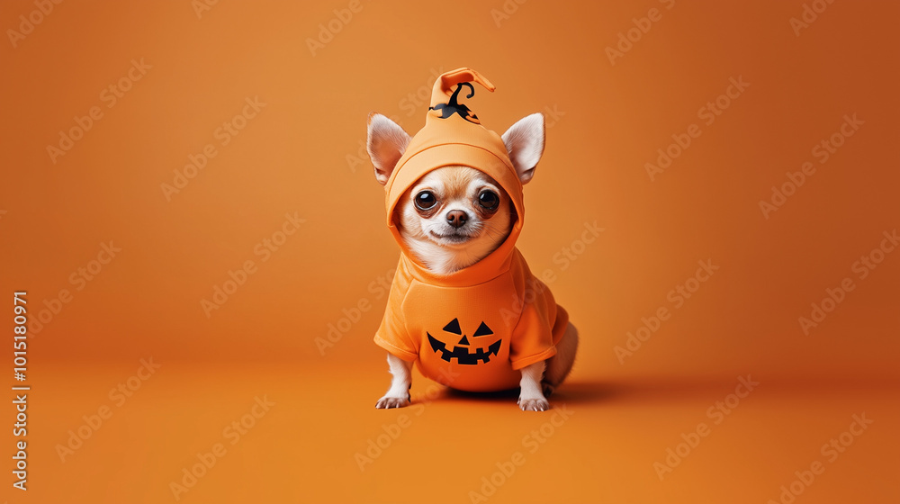 halloween chihuahua in suit with pumpkin halloween chihuahua in suit with pumpkin