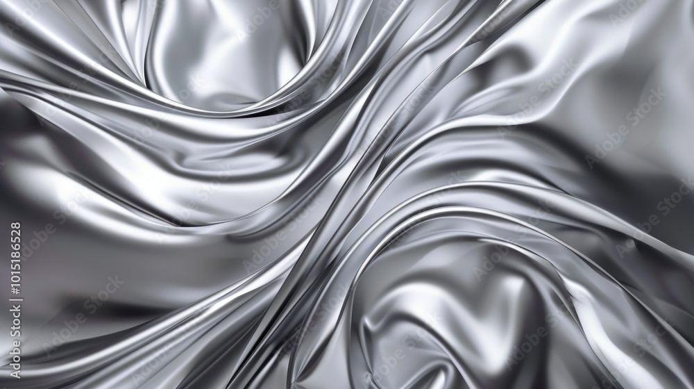 Silver satin fabric with flowing texture, abstract close-up of luxurious material. Silver satin fabric with flowing texture, abstract close-up of luxurious material.