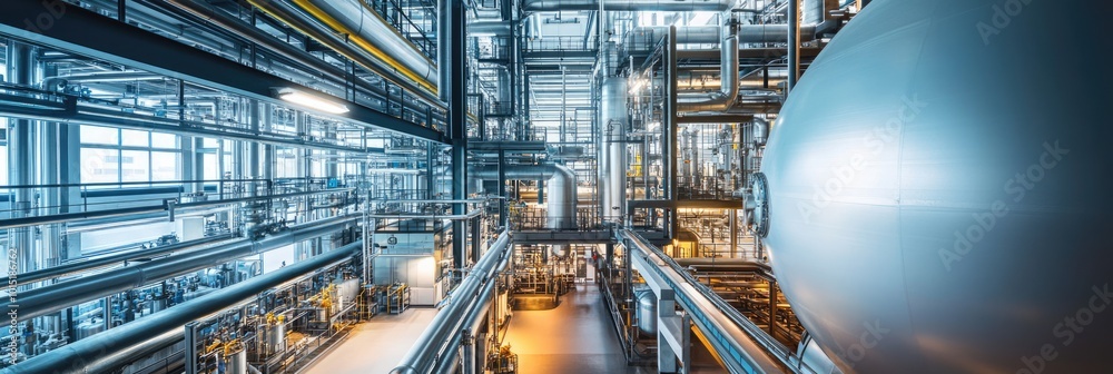 Chemical factory. Interior of a high-tech plant with tanks and pipes. Pharmaceutical or medical laboratory Chemical factory. Interior of a high-tech plant with tanks and pipes. Pharmaceutical or medical laboratory