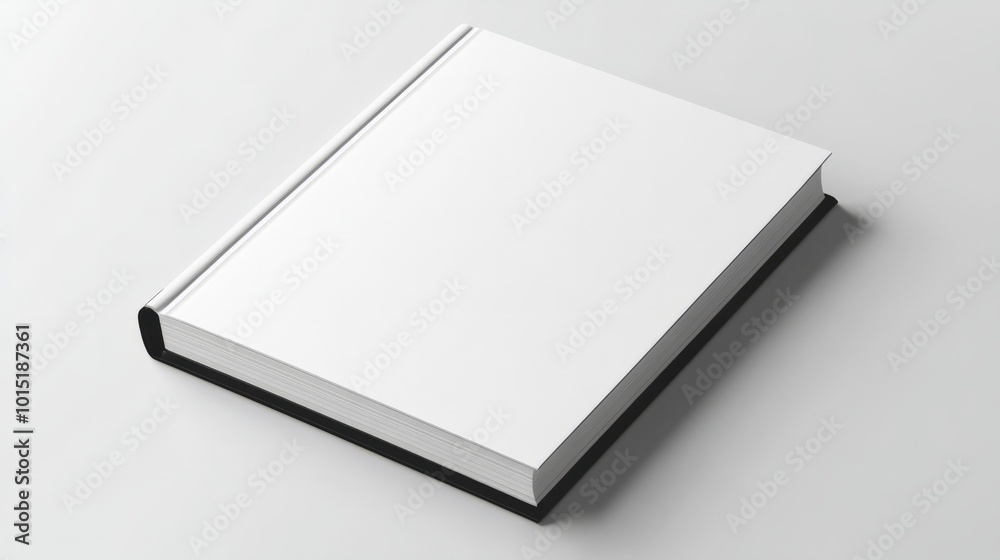 A mockup of a simple notebook with a blank cover, resting on a white surface, ideal for educational materials A mockup of a simple notebook with a blank cover, resting on a white surface, ideal for educational materials