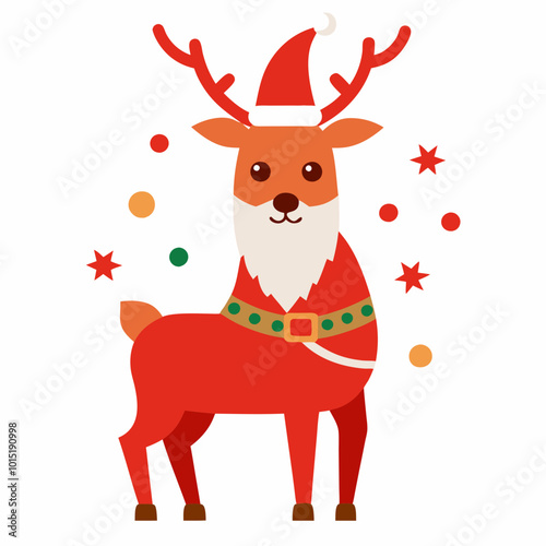 Funny Deer Santa Claus illustration for new year