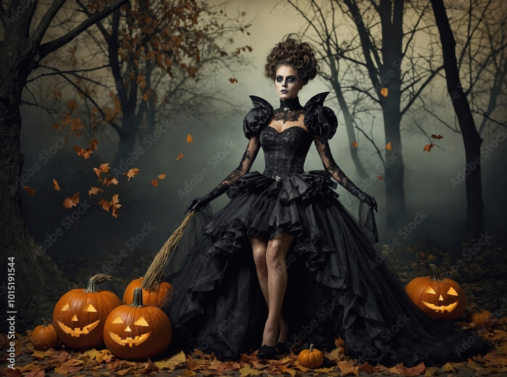 Naklejka premium Skeleton decorations dance across lawns adding a playful touch to the Halloween season