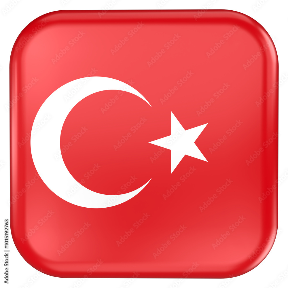 Obraz premium Turkey square flag icon with transparent background