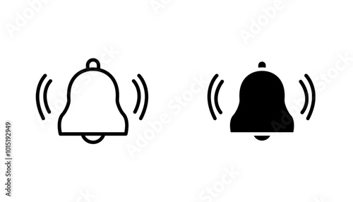 Bell vector icon set in black and white color.