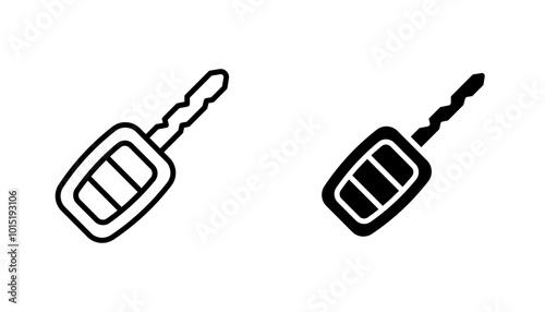 Car Key vector icon set in black and white color.