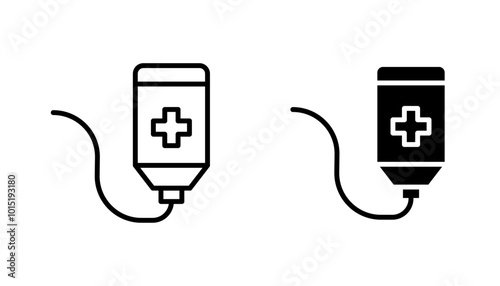 Chemotherapy vector icon set in black and white color.