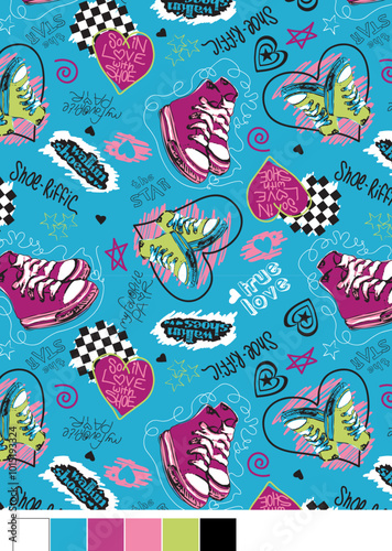 DAV-357 hearts and sneakers high tops conversational seamless print