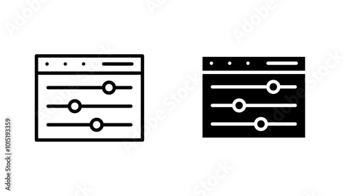 Control panel vector icon set in black and white color.