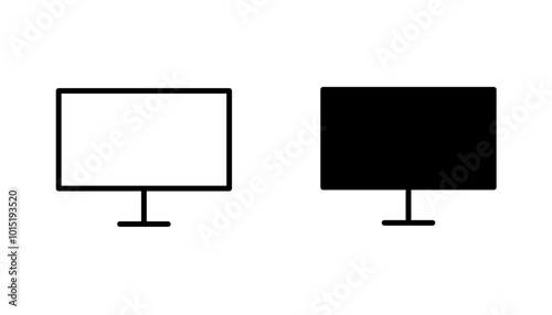 Desktop vector icon set in black and white color.