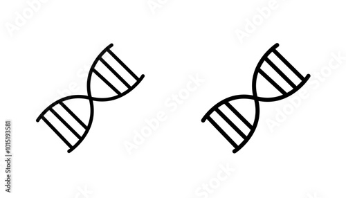 DNA vector icon set in black and white color.