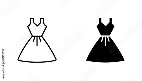 Dress vector icon set in black and white color.