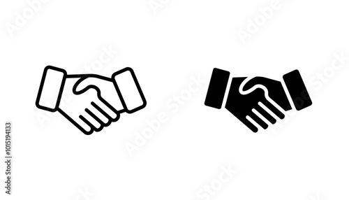 Handshake vector icon set in black and white color.