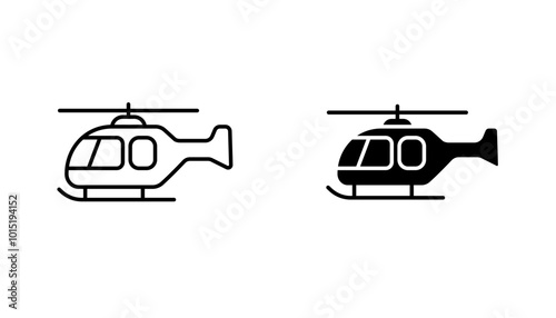 Helicopter vector icon set in black and white color.