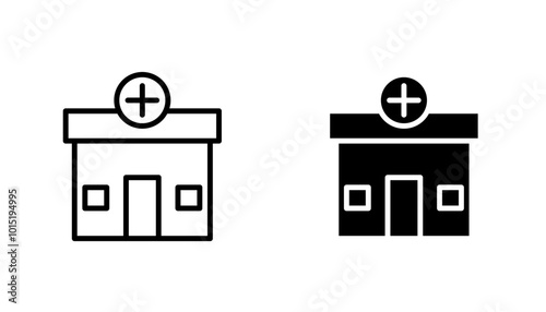 Pharmacy vector icon set in black and white color.