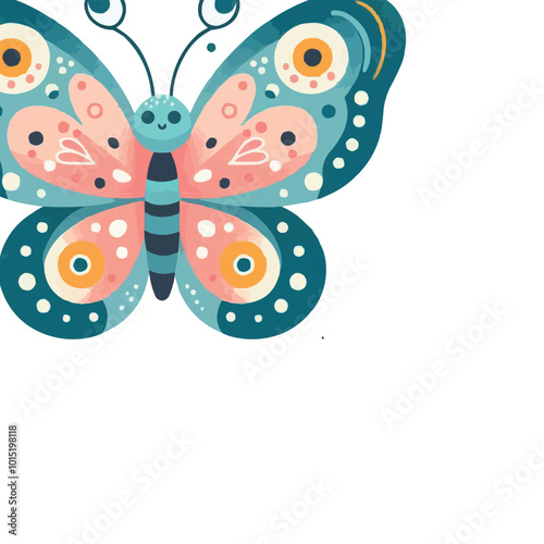 Cute Butterfly Vector Illustration in the Spring Animals Theme on White Background