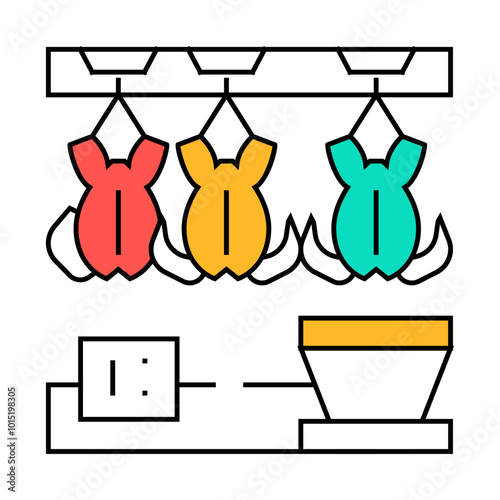 chicken processing line icon vector. chicken processing sign. isolated symbol illustration