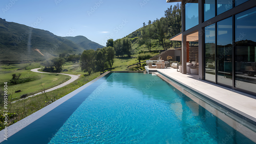 Fototapeta premium Stunning Infinity Pool at Luxury Vacation Rental House