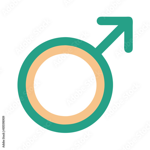 Green and beige male gender symbol on white background