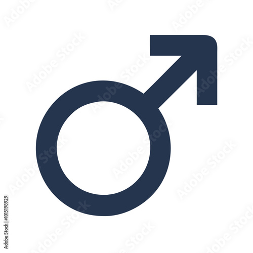 Navy blue male gender symbol in bold minimalistic style