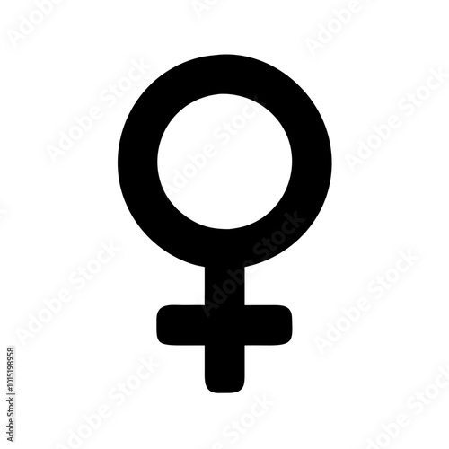 Black female gender symbol on white background