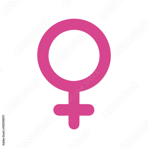 Pink female gender symbol on white background