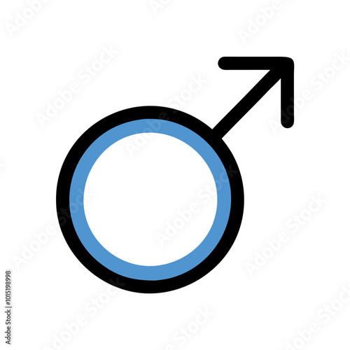 Blue outlined male gender symbol