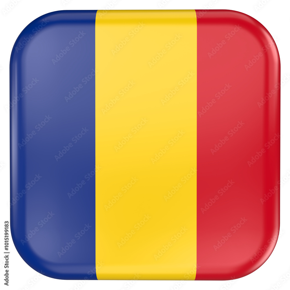 Fototapeta premium Romania square flag icon with transparent background