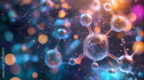 Wallpaper Mural Molecules shaped like abstract art, twisting and turning in space, glowing with vibrant energy – A fanciful depiction of creation and innovation, with artistic molecular forms repr Torontodigital.ca