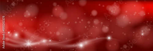 Festive New Year red background with bokeh and shining stars, particles

