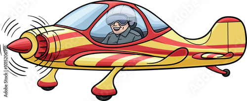 A light sports aircraft with a pilot in the cockpit.