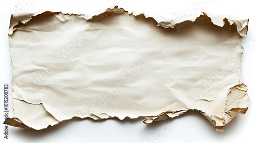 A close-up of a rolled-up piece of parchment paper with burnt edges and a white background.