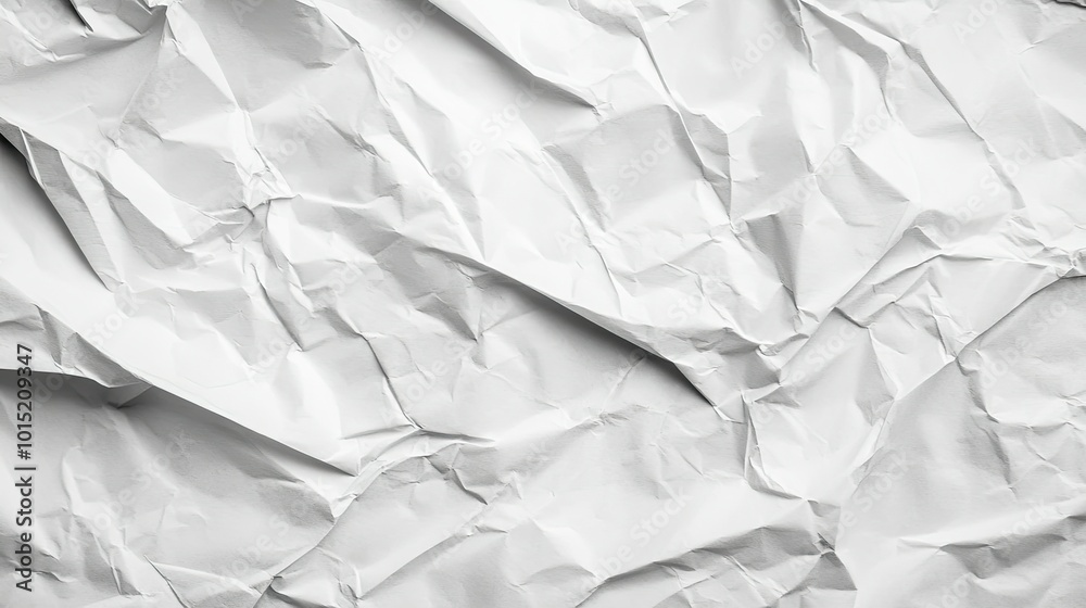 Fototapeta premium A close-up shot of crumpled white paper with texture and creases.