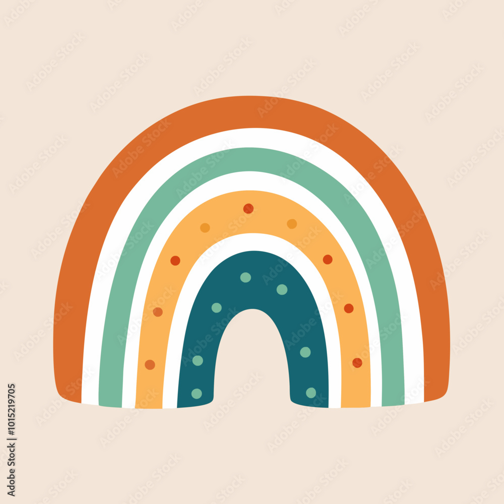 Boho Rainbow Vector Illustration | Minimalist Bohemian Rainbow Clipart for Prints and Wall Art