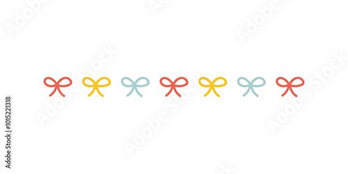 Hand drawn cute ribbon divider collection. Flat decorative vector design isolated illustration.