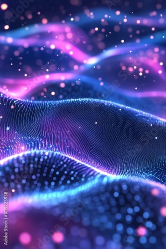 Abstract gradient hologram dynamic wave of particles photo