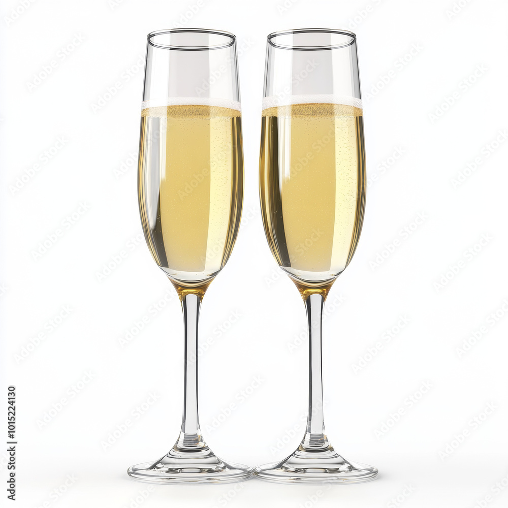 Two glasses of champagne on a white background Two glasses of champagne on a white background