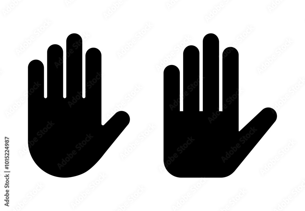 Stop hand vector silhouette set of two hands in various styles in black color. Hand icon set. hand vector icon, palm, click. Vector illustration. Stop hand vector silhouette set of two hands in various styles in black color. Hand icon set. hand vector icon, palm, click. Vector illustration.