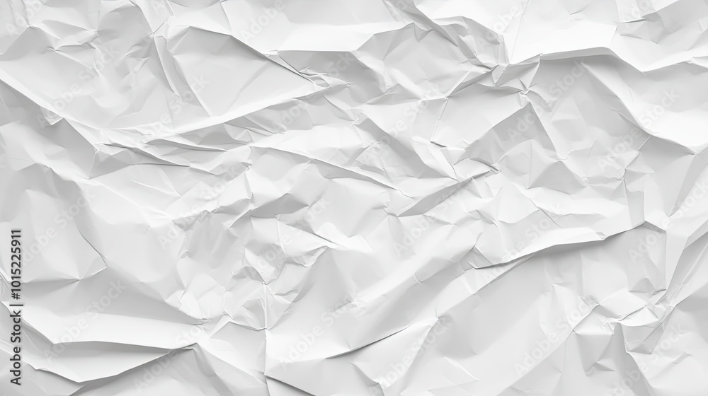 Close-up of a white crumpled paper texture. Close-up of a white crumpled paper texture.