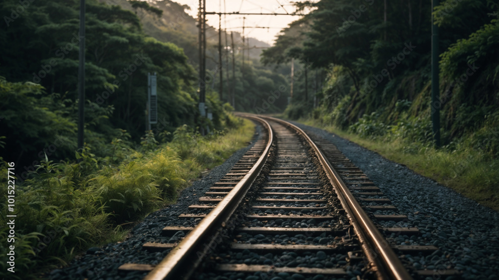 Fototapeta premium railroad tracks in the morning